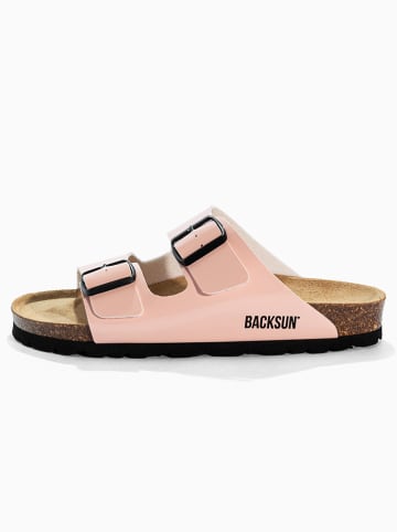 BACKSUN Leder-Pantoletten "Bali" in Rosa