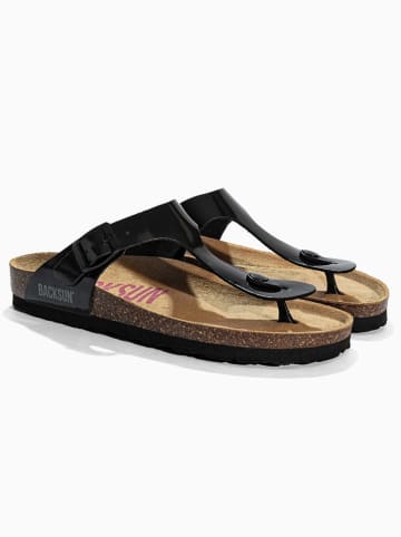 BACKSUN Leder-Zehentrenner "Singapore" in Schwarz