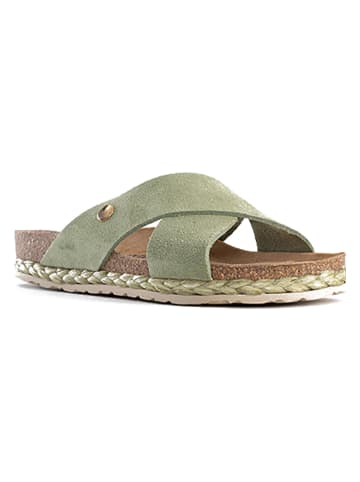 BAYTON Leder-Pantoletten "Burgos" in Khaki