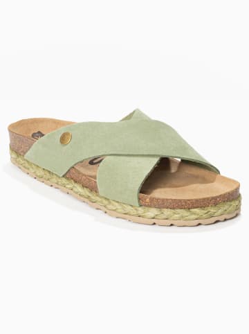 BAYTON Skórzane klapki "Burgos" w kolorze jasnozielonym
