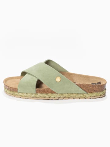 BAYTON Skórzane klapki "Burgos" w kolorze jasnozielonym