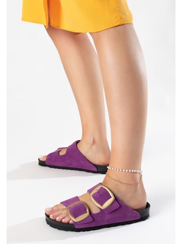 BAYTON Skórzane klapki "Alicante" w kolorze czarno-fioletowym