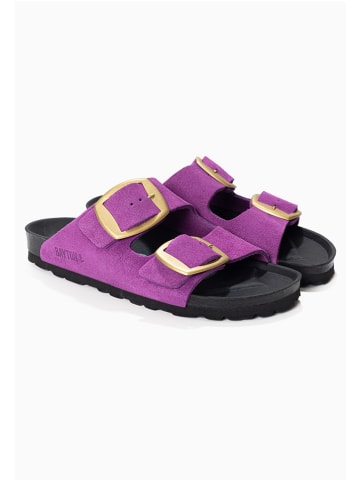 BAYTON Skórzane klapki "Alicante" w kolorze czarno-fioletowym