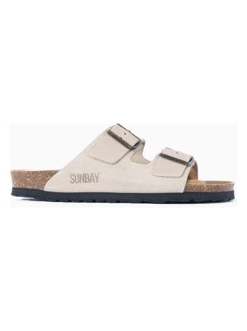 Sunbay Leder-Pantoletten "Trefle" in Beige