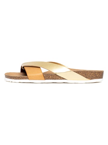 Sunbay Pantoletten "Rita" in Camel/ Gold