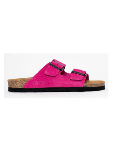 Sunbay Skórzane klapki "Trefle" w kolorze różowym