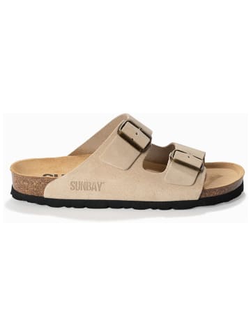 Sunbay Leder-Pantoletten "Trefle" in Beige