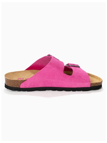 Sunbay Leder-Pantoletten "Trefle" in Fuchsia