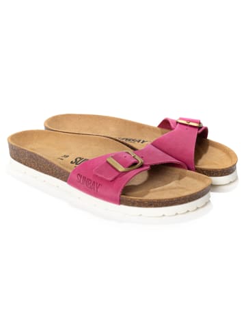 Sunbay Leder-Pantoletten "Jasmin" in Fuchsia
