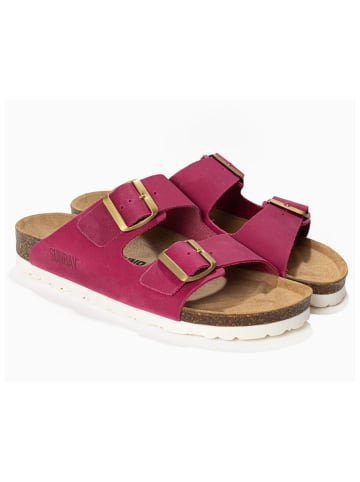 Sunbay Skórzane klapki "Trefle" w kolorze różowym