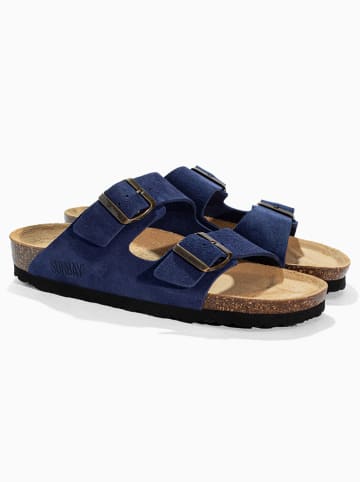 Sunbay Skórzane klapki "Trefle" w kolorze granatowym