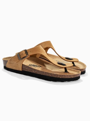Sunbay Leder-Zehentrenner "Tulipe" in Hellbraun