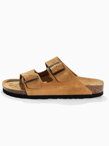 Sunbay Leder-Pantoletten "Trefle" in Hellbraun