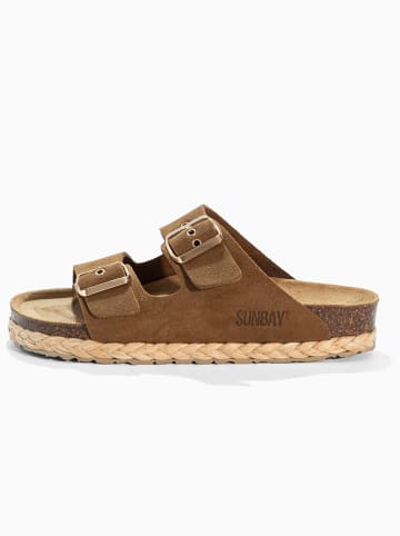 Sunbay Leder-Pantoletten "Trefle" in Hellbraun