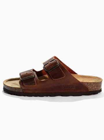 Sunbay Leder-Pantoletten "Trefle" in Braun