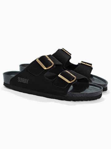 Sunbay Skórzane klapki "Trefle" w kolorze czarnym