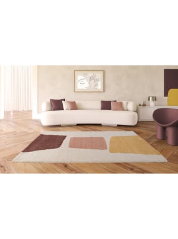 bobochic Hoogpolig tapijt "Leandre" crème/geel/bruin