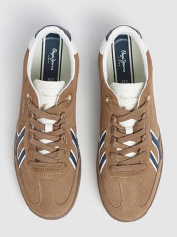 Pepe Jeans FOOTWEAR Skórzane sneakersy "Ball Mix" w kolorze biało-granatowo-jasnobrązowym