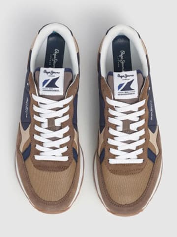 Pepe Jeans FOOTWEAR Sneakers "Brit Colors" lichtbruin/donkerblauw