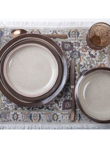 Villa d´Este 6-delige set: soepborden "Bretagne" beige/bruin - Ø 19,5 cm