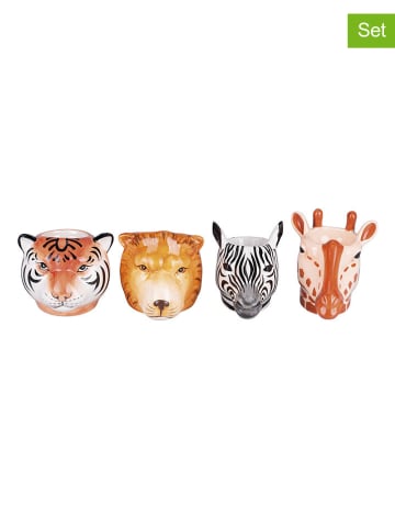 Villa d´Este 4er-Set: Eierhalter "Safari" in Hellbraun/ Schwarz - (H)10 cm