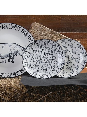 Villa d´Este Talerze głębokie (6 szt.) "Farm" w kolorze czarno-białym - Ø 20 cm