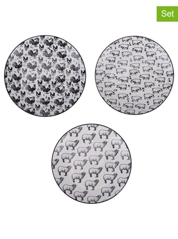 Villa d´Este 6er-Set: Frühstücksteller "Farm" in Schwarz/ Weiß - Ø 19,5 cm