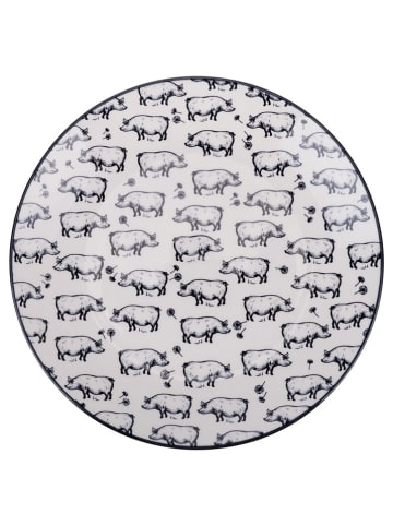 Villa d´Este Talerze śniadaniowe (6 szt.) "Farm" w kolorze czarno-białym  - Ø 19,5 cm