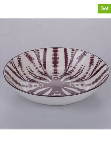 Villa d´Este 6er-Set: Suppenteller in Weiß/ Lila - Ø 20,5 cm
