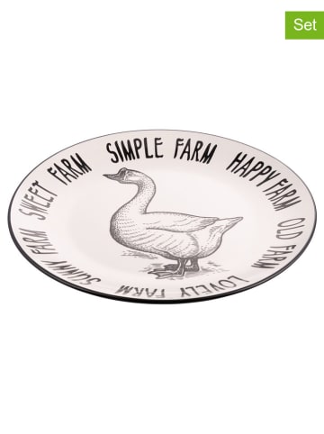 Villa d´Este 6-delige set: dinerborden "Goose" zwart/wit - Ø 27 cm