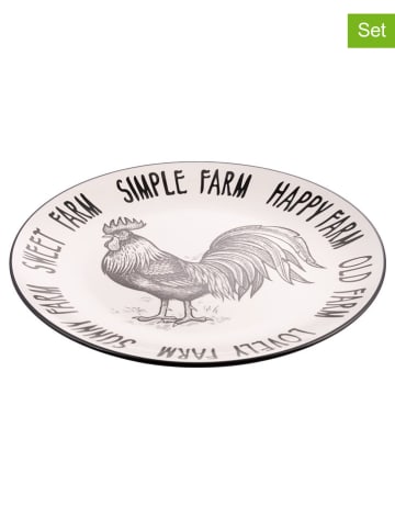 Villa d´Este Talerze obiadowe (6 szt.) "Rooster" w kolorze czarno-białym - Ø 27 cm