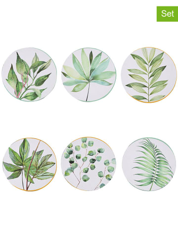 Villa d´Este Podkładki stołowe (6 szt.) w kolorze biało-zielonym - Ø 33 cm