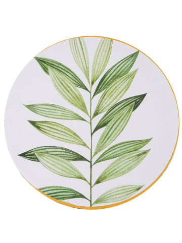 Villa d´Este 6-delige set: placemats "Oriental Botanique" wit/groen - Ø 33 cm