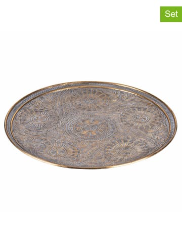 Villa d´Este Podtalerze (6 szt.) "Bloom" w kolorze złoto-szarym - Ø 33 cm