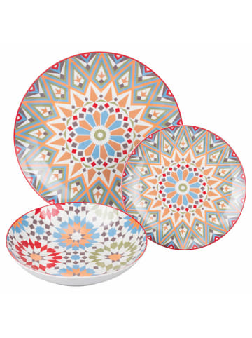 Villa d´Este 18-częściowy zestaw talerzy "Casablanca" w kolorze pomarańczowo-błękitnym