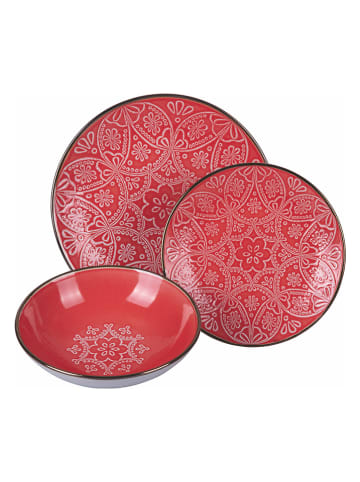 Villa d´Este 12-delig tafelservies "Sunset" oranje/rood