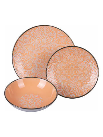 Villa d´Este 12-delig tafelservies "Sunset" oranje/rood