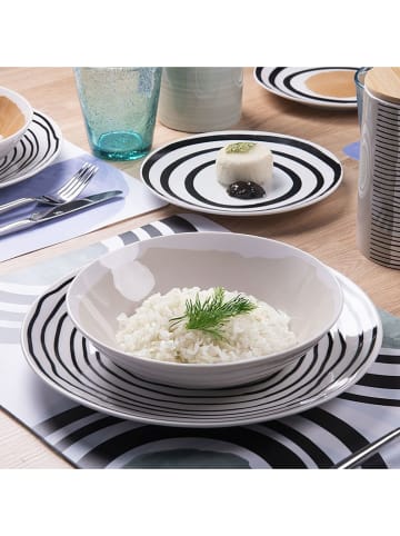 Villa d´Este 18-delig tafelservies "Two Colors" wit/zwart/beige