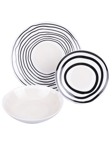Villa d´Este 18tlg. Tafelservice "Two Colors" in Weiß/ Schwarz/ Beige