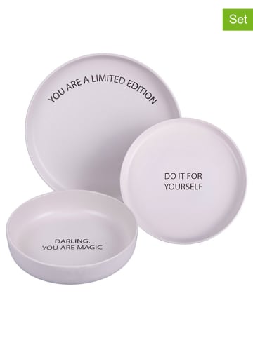 TINTEUNICHE 3tlg. Tafelservice ''Motivation'' in Weiß