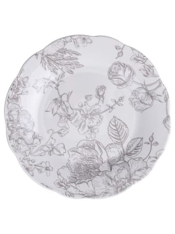 Villa d´Este 18-częściowy zestaw talerzy "Madame" w kolorze biało-jasnoszarym