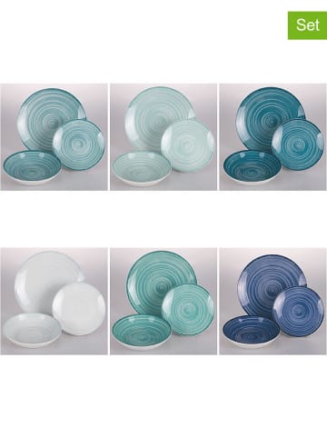 Villa d´Este 18-delig tafelservies "Baita" donkerblauw/turquoise/wit