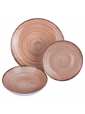 Villa d´Este 18-delige serviesset "Baita" beige/bruin/lichtbruin