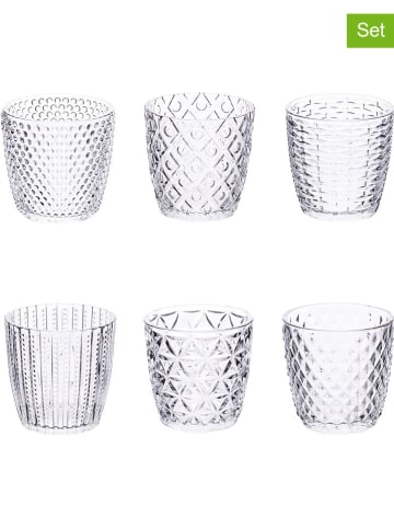 Villa d´Este 6-delige set: waterglazen "Geometric" transparant - 380 ml