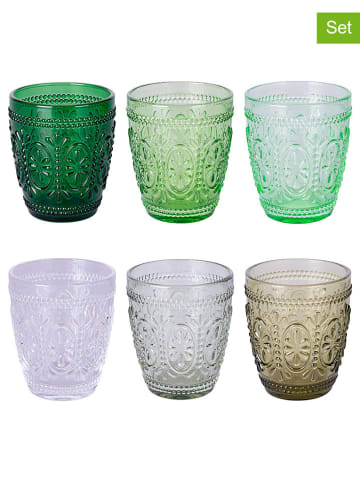 Villa d´Este 6-delige set: glazen "Imperial" groen/transparant - 300 ml