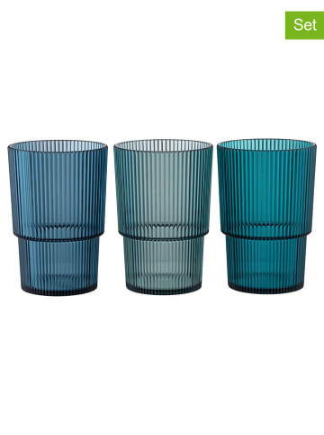 Villa d´Este 12-delige set: drinkbekers "Unico" blauw - 420 ml