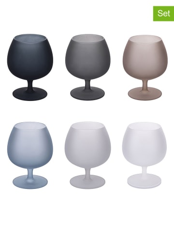 Villa d´Este 6-delige set: schnapsglazen "Stones" grijs/lichtbruin - 300 ml