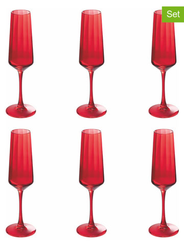 Villa d´Este 6er-Set: Sektgläser in Rot - 250 ml
