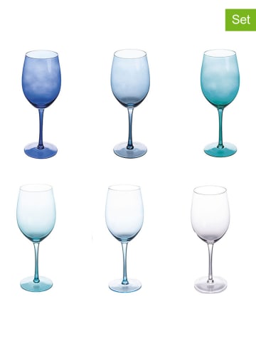 Villa d´Este Kieliszki (6 szt.) "Happy Hour" w kolorze niebiesko-turkusowym - 550 ml