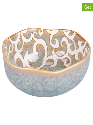 Villa d´Este 2-delige set: kommen lichtblauw/beige - Ø 12,5 cm